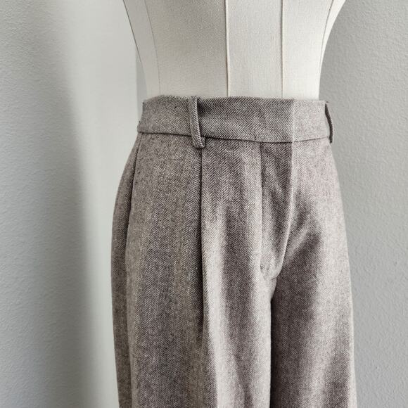 Banana Republic High Rise Straight Leg Beige Herringbone Wool Blend Trouser Pant - Picture 2 of 14